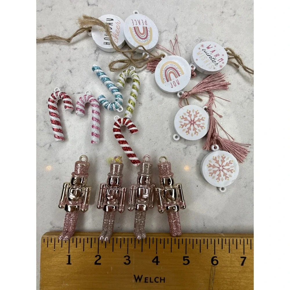 Christmas Ornaments Nutcracker‎ Candy Cane Snowflake Rainbow Joy Warm Wishes Lot